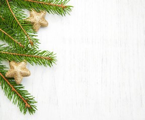 christmas tree on wooden background