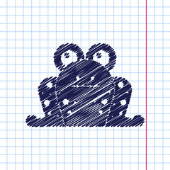 Vector hand drawn frog icon on copybook