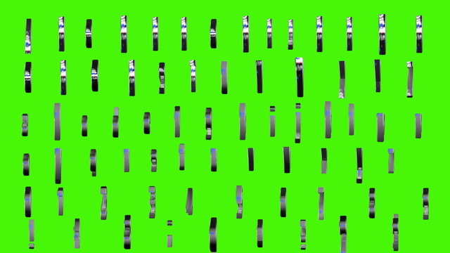 3d letters, numbers, signs spinning metalic effects loop green screen