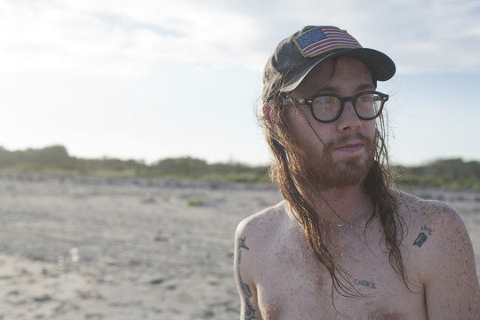 Portrait of a young man on a beach