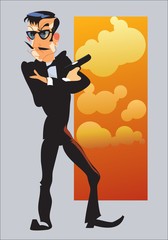 Comic spy cartoon alerts. Vector