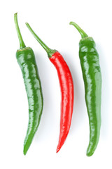 Hot peppers isolated on white
