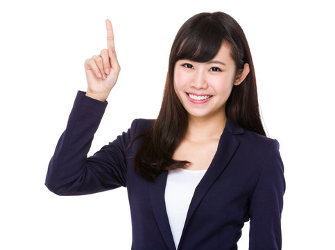 Asian Businesswoman Showing Finger Point Up