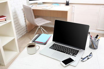 Workplace with computer in office