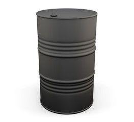 Black metal oil drum. 3d.