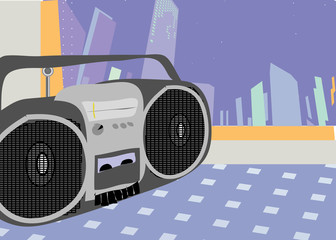 Old cassette recorder. Vector