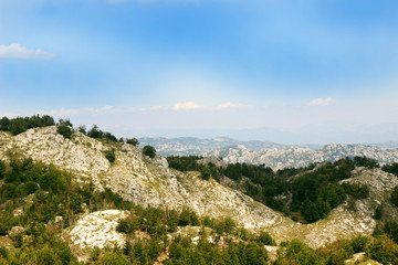 Fototapeta na wymiar Lovcen National Park, Montenegro. Mountain view. Lovcen Mountains. View of the mountain valley. 