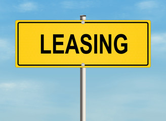 Leasing. Road sign on the sky background. Raster illustration.