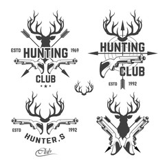 Fototapeta premium Vector set of vintage hunting emblems