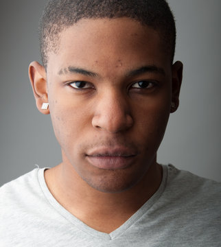 Close up Headshot portrait of a handsome black man