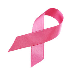 Pink ribbon sign isolated on white