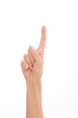 Woman's hand representing point finger