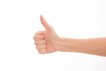 Woman's hand expressing success