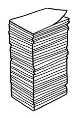 new paper stack / cartoon vector and illustration, black and white, hand drawn, sketch style, isolated on white background.