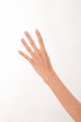 Woman showing four fingers