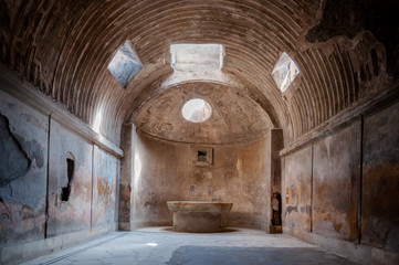 Remains of the public baths in Pompeii . Italy - Pompei was dest