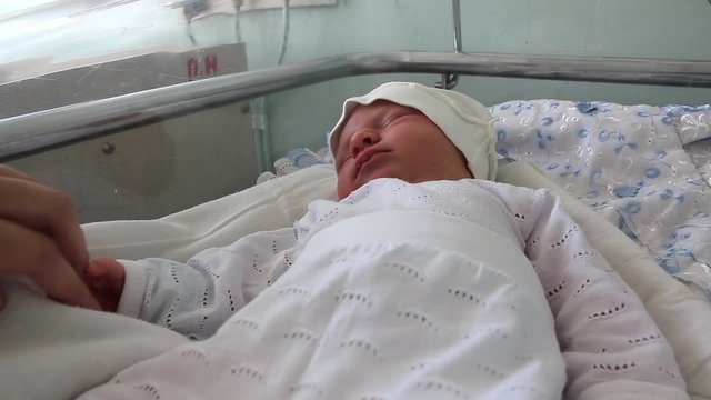 Newborn baby in delivery room