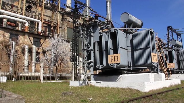 Heat electropower station. Transformers. Outdoor switchgear