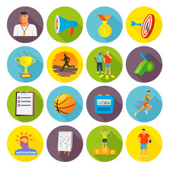 Fototapeta premium Coaching Sport Icons Flat