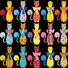 Fototapeta premium Seamless vector background with decorative elegant cats