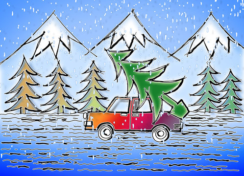 It's time to do the Christmas tree - concept image drawn freehand