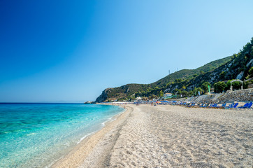 Fototapeta na wymiar Kathisma Beach, Lefkada Island, Greece. Kathisma Beach is one of the best beaches in Lefkada Island in Ionian Sea