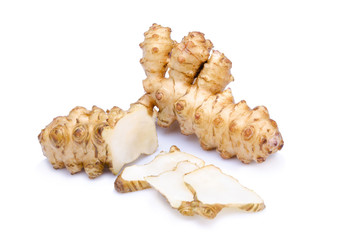 Jerusalem artichoke on a white background