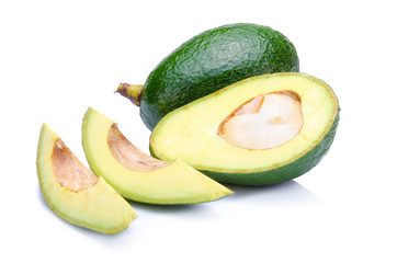 green avocados isolated on the white background