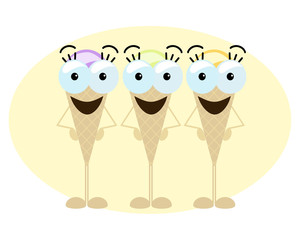 Crazy ice cream trio