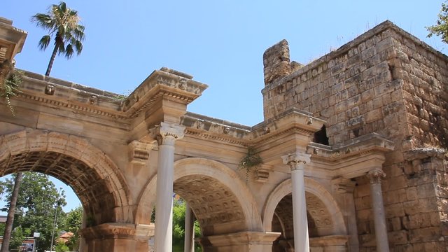 Ancient gate of Roman emperor Adrian at Antalya city center, Turkey