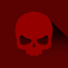 Icono plano fondo calavera con sombra granate