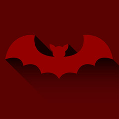 Fototapeta premium Icono plano fondo murcielago con sombra granate