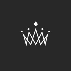 Crown design element, monogram abstract logo, thin line royal icon, template hotel emblem
