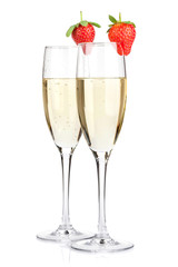 Champagne with strawberry