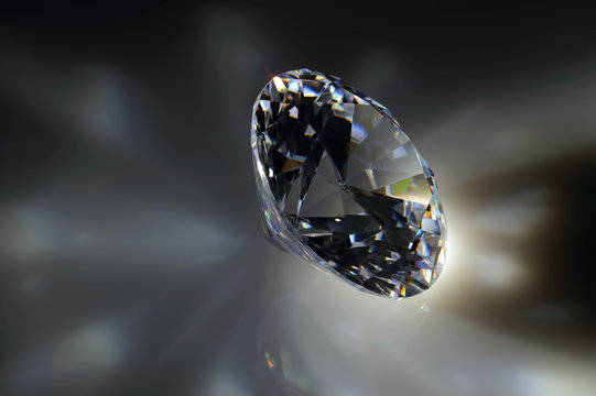 Close-transparent synthetic stone in the shape of a diamond.