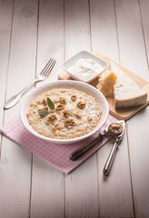 risotto with gongorzola nuts and cream sauce