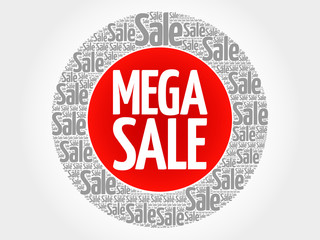 MEGA SALE stamp vector words cloud, business concept background