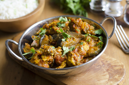 Pork and aubergine curry