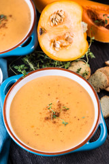 Autumn taste, squash and carrot soup