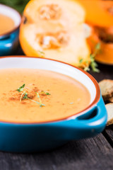 Autumn taste, squash and carrot soup