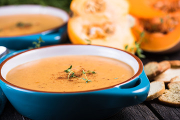 Autumn taste, squash and carrot soup