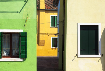 Some colorful houses of the small Italian town Burano.