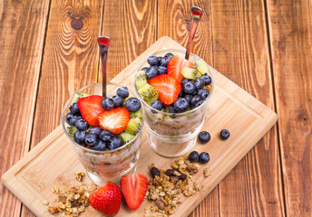 Muesli and yogurt with berries