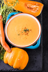 Homemade squash,pumpkin and carrot soup