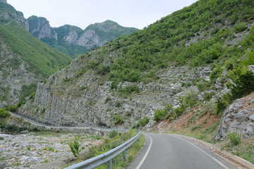Landscape with the image of mountains in Albania