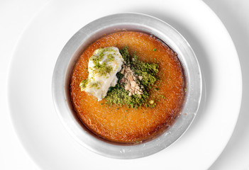 Delicious Traditional Turkish Dessert Kunefe with Pistachio Powd