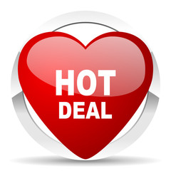 hot deal red heart valentine icon on white background