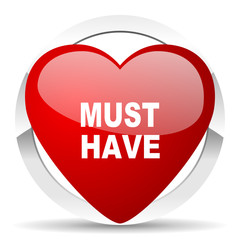 must have red heart valentine icon on white background
