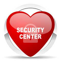 security center red heart valentine icon on white background