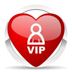 vip red heart valentine icon on white background